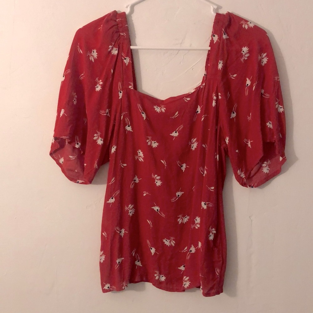 Red floral top